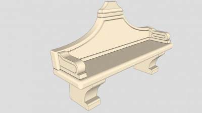 欧式石长凳SU模型下载_sketchup草图大师SKP模型