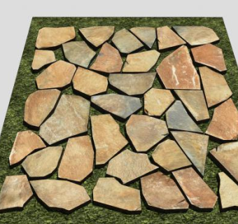 不规则砌石铺平道路SU模型下载_sketchup草图大师SKP模型