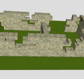 石头房子围墙SU模型下载_sketchup草图大师SKP模型