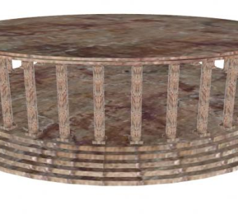 罗马风格石作建筑亭台SU模型下载_sketchup草图大师SKP模型