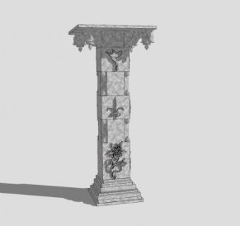 浮雕石柱SU模型下载_sketchup草图大师SKP模型