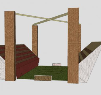 石柱球场看台SU模型下载_sketchup草图大师SKP模型