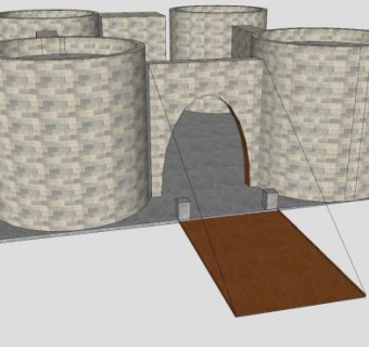 简易石头城堡SU模型下载_sketchup草图大师SKP模型