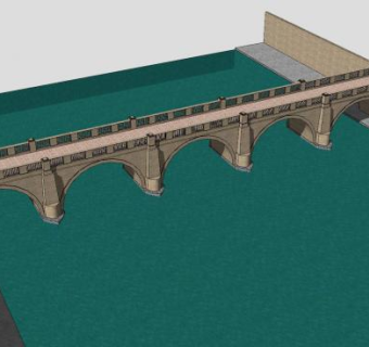 跨河石拱桥SU模型下载_sketchup草图大师SKP模型
