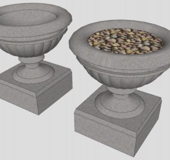 室外装修石作SU模型下载_sketchup草图大师SKP模型