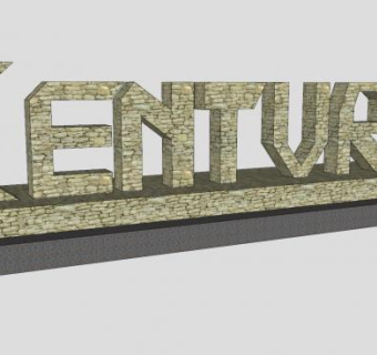 现代石作商标SU模型下载_sketchup草图大师SKP模型