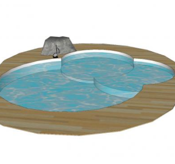 室内小型石作游泳池SU模型下载_sketchup草图大师SKP模型