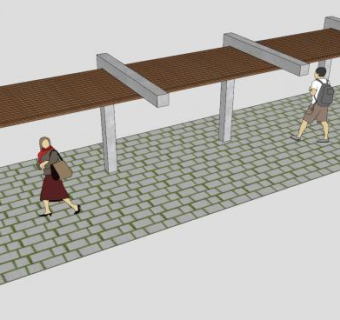 现代藤架走廊SU模型下载_sketchup草图大师SKP模型