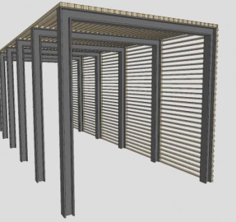 现代檐廊走道SU模型下载_sketchup草图大师SKP模型