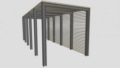 现代檐廊走道SU模型下载_sketchup草图大师SKP模型