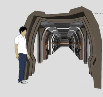 现代风格廊架设计SU模型下载_sketchup草图大师SKP模型