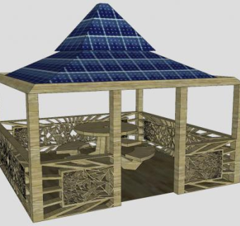 现代四角休闲凉亭SU模型下载_sketchup草图大师SKP模型