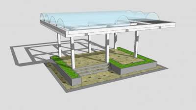 户外雨棚廊架SU模型下载_sketchup草图大师SKP模型