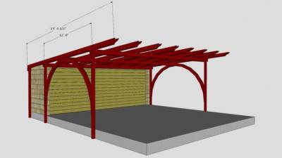 房屋藤架廊架设计SU模型下载_sketchup草图大师SKP模型