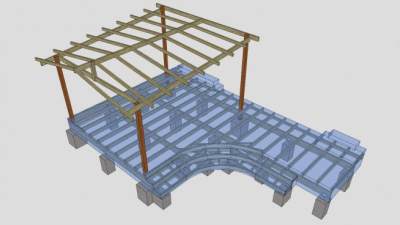 高架廊架设计SU模型下载_sketchup草图大师SKP模型