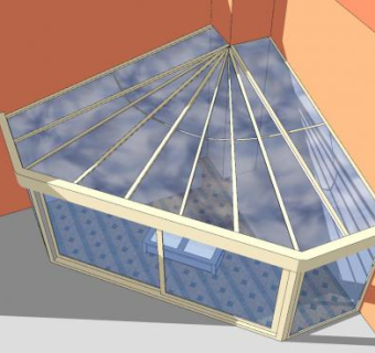 玻璃廊架阳光房SU模型下载_sketchup草图大师SKP模型