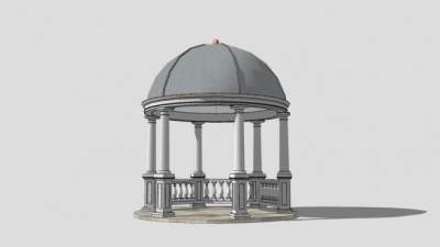欧式圆顶护栏凉亭SU模型下载_sketchup草图大师SKP模型