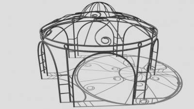 户外庭院铁艺廊架SU模型下载_sketchup草图大师SKP模型