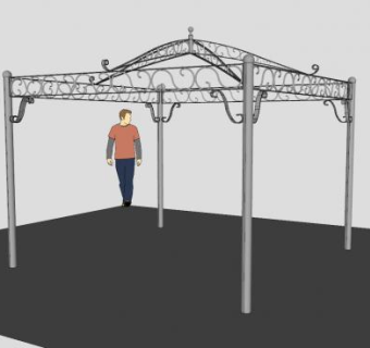 欧式四角铁艺廊架SU模型下载_sketchup草图大师SKP模型
