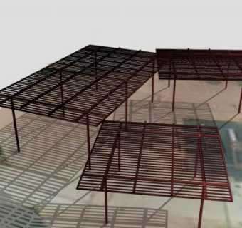 金属廊架设施SU模型下载_sketchup草图大师SKP模型