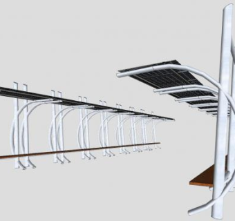 现代太阳能板廊架座椅SU模型下载_sketchup草图大师SKP模型