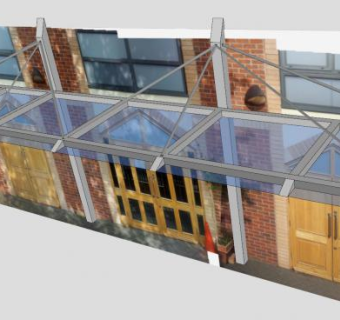 门店玻璃雨棚SU模型下载_sketchup草图大师SKP模型