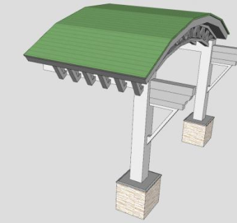 花园拱形廊架SU模型下载_sketchup草图大师SKP模型