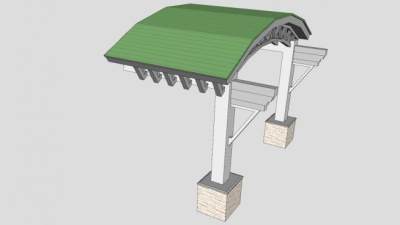 花园拱形廊架SU模型下载_sketchup草图大师SKP模型