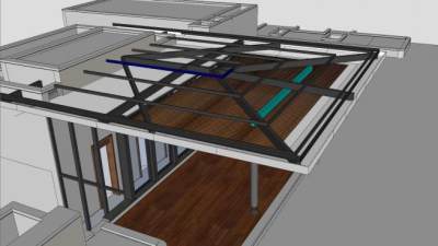 别墅露天廊架SU模型下载_sketchup草图大师SKP模型