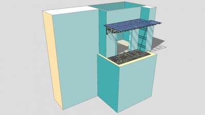 房屋大门铁艺遮阳雨棚SU模型下载_sketchup草图大师SKP模型
