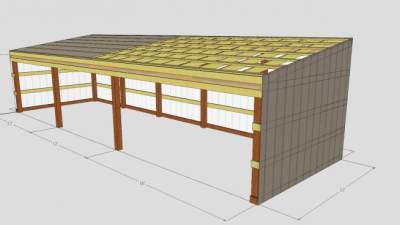 仓库货棚廊架SU模型下载_sketchup草图大师SKP模型