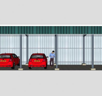 单坡钢制车库SU模型下载_sketchup草图大师SKP模型