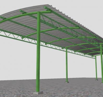 金属钢板廊架SU模型下载_sketchup草图大师SKP模型