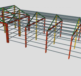 三角顶钢棚廊架SU模型下载_sketchup草图大师SKP模型