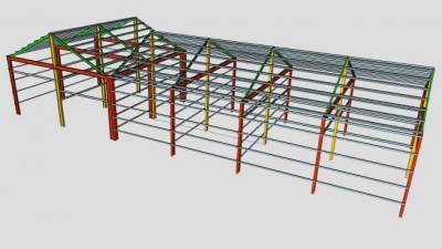 三角顶钢棚廊架SU模型下载_sketchup草图大师SKP模型