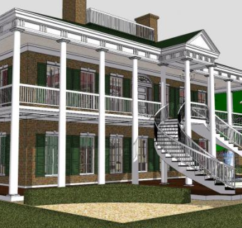 豪宅种植园别墅建筑花园SU模型下载_sketchup草图大师SKP模型