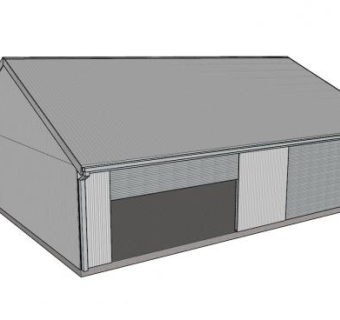 钢棚仓库双卷帘门SU模型下载_sketchup草图大师SKP模型