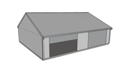 钢棚仓库双卷帘门SU模型下载_sketchup草图大师SKP模型