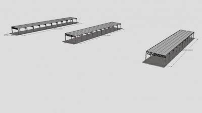 金属棚钢廊架廊道SU模型下载_sketchup草图大师SKP模型