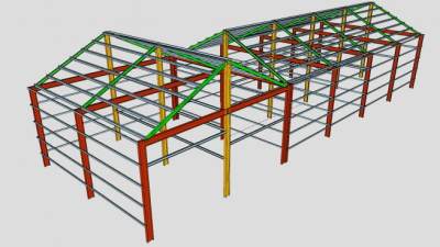 钢棚廊架SU模型下载_sketchup草图大师SKP模型