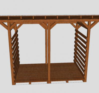 简易木制廊架SU模型下载_sketchup草图大师SKP模型