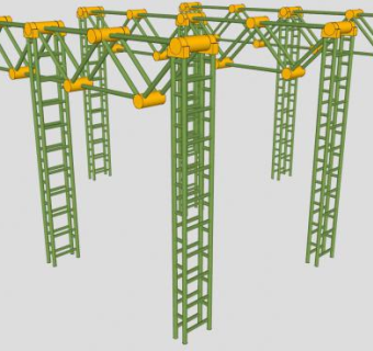 竹制车棚廊架设计SU模型下载_sketchup草图大师SKP模型