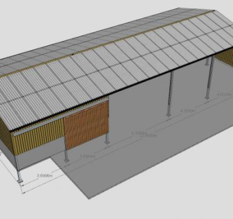 开放式农场仓库棚架SU模型下载_sketchup草图大师SKP模型
