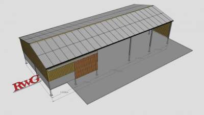 开放式农场仓库棚架SU模型下载_sketchup草图大师SKP模型