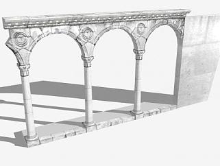 古罗马石柱拱门廊架SU模型下载_sketchup草图大师SKP模型