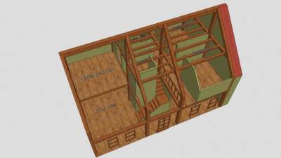 双层住宅房梁构造SU模型下载_sketchup草图大师SKP模型