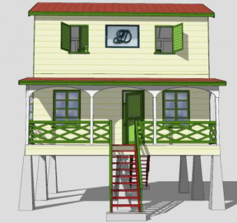 高架梁房屋SU模型下载_sketchup草图大师SKP模型