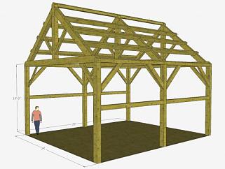 传统木屋结构支架SU模型下载_sketchup草图大师SKP模型