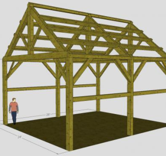 传统木屋结构支架SU模型下载_sketchup草图大师SKP模型