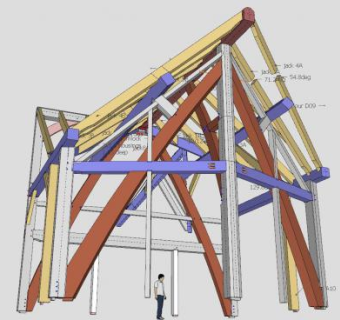 房梁桁架设计SU模型下载_sketchup草图大师SKP模型